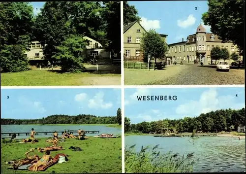 Ak Wesenberg in Mecklenburg, Strandcafe, Mittelstraße, Freibad, Großer Weißensee