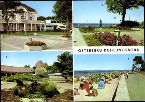 Ak Ostseebad Kühlungsborn, Badestrand, Konzertgarten, Strandpromenade, Meerwasserschwimmhalle