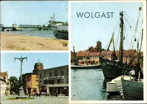 Ak Wolgast in Mecklenburg Vorpommern, Dampferanlegestelle, Platz der Jugend, Hafen