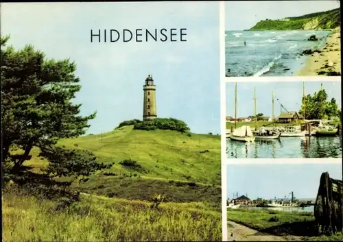 Ak Kloster Insel Hiddensee in der Ostsee, Leuchtturm, Strand, Neuendorf, Vitte
