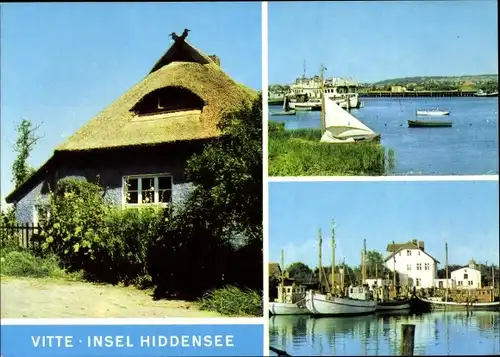 Ak Vitte Insel Hiddensee, Hafen, Blaue Scheune