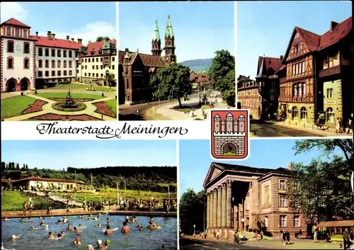 Ak Meiningen in Thüringen, Schloss, Schwimmbad, Stadtkirche, Theater