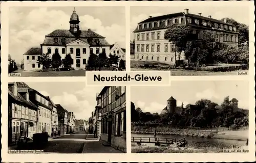 Ak Neustadt Glewe in Mecklenburg, Rudolf Breitscheid Straße, Rathaus, Schloss, Burg