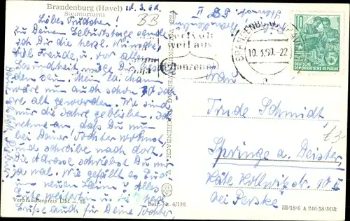 Ak Brandenburg an der Havel, Steintorturm