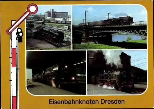 Ak Dresden, Hauptbahnhof, Bahnbetriebswerk, Elbbrücke, D1 294 mit D 378 Istropolitan, Bhf Neustadt