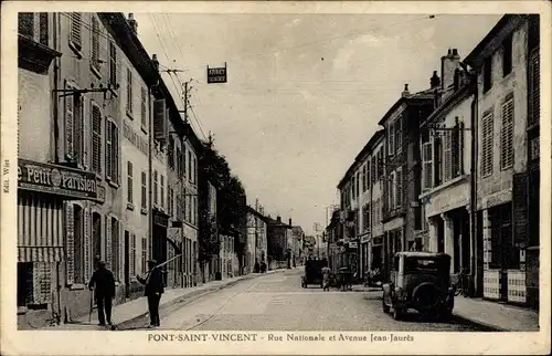 Ak Pont Saint Vincent Meurthe et Moselle, Rue Nationale, Avenue Jean Jaures