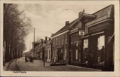 Ak Oude Pekela Groningen Niederlande, Straßenpartie, Geschäft