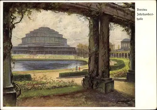 Künstler Ak Huth, F., Wrocław Breslau Schlesien, Jahrhunderthalle, Sängerbundesfest 1937