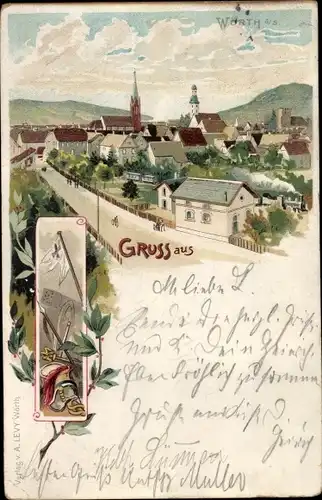 Litho Wœrth sur Sauer Woerth Wörth an der Sauer Elsass Bas Rhin, Teilansicht