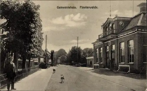 Ak Finsterwolde Groningen, Rathaus