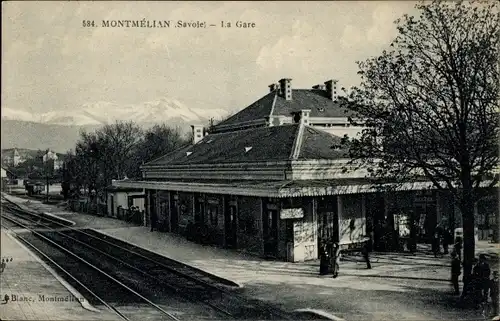 Ak Montmelian Savoie, Bahnhof, Gleisansicht