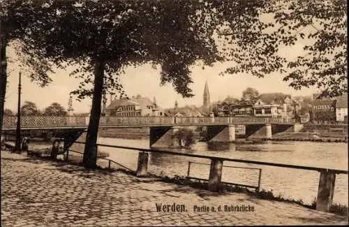 Ak Werden Essen im Ruhrgebiet, Partie an der Ruhrbrücke