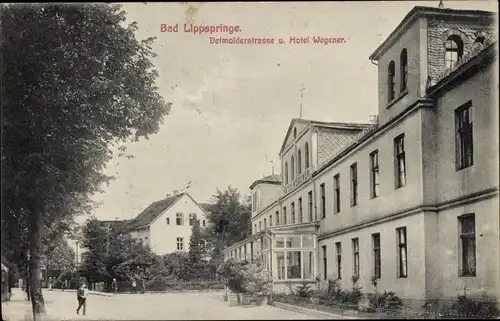 Ak Bad Lippspringe in Westfalen, Detmolderstraße und Hotel Wegener