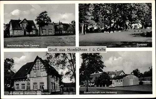 Ak Hambühren Nieders., Geschäftshaus, Landheim Sophienschule Hannover, Gastwirtschaft zum Heidekrug