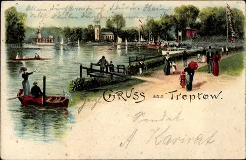 Litho Berlin Treptow, Kaiser Wilhelmgarten, Dampferanlegestelle