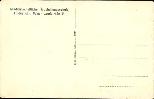 Ak Hildesheim in Niedersachsen, Landwirtschaftliche Haushaltungsschule, Peiner Landstraße 24