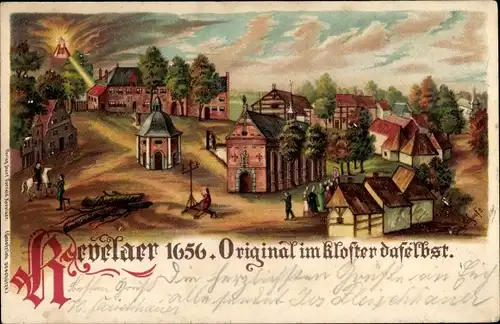 Litho Kevelaer am Niederrhein, Ort im Jahre 1656, Kloster