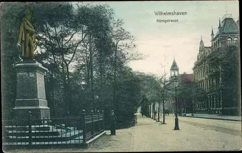 Ak Wilhelmshaven in Niedersachsen, Königstraße, Denkmal