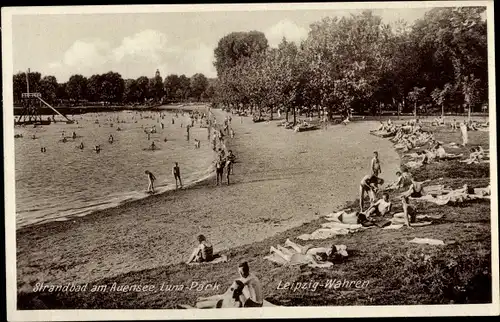 Ak Wahren Leipzig in Sachsen, Strandbad am Auensee, Luna Park