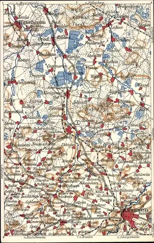 Landkarten Ak Bautzen in der Lausitz, Königswartha, Koblenz, Wittichenau