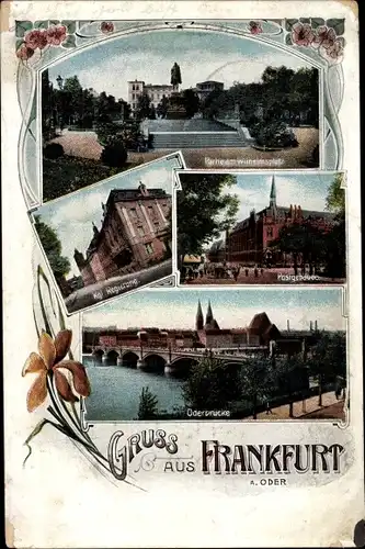 Ak Frankfurt an der Oder, Postgebäude, Oderbrücke, Wilhelmsplatz, Regierung