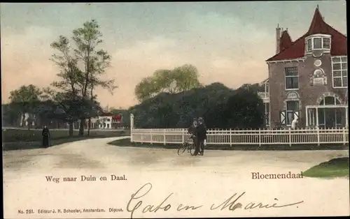 Ak Bloemendaal Nordholland Niederlande, Weg naar Hotel Duin en Daal