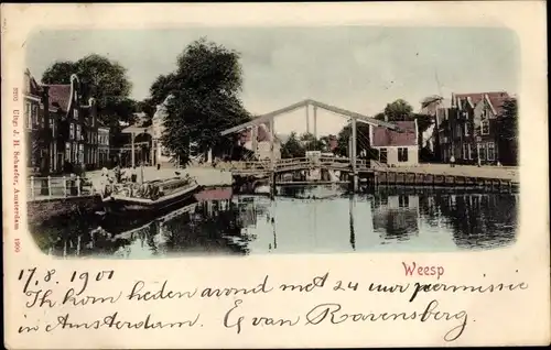 Ak Weesp Nordholland, Teilansicht, Brücke