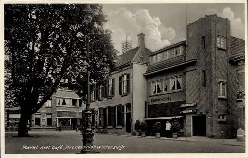 Ak Winterswijk Gelderland Niederlande, Markt, Café Kronenhuis