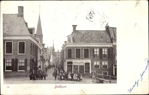 Ak Dokkum Dongeradeel Friesland Niederlande, Straßenpartie