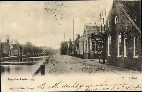 Ak Veendam Groningen Niederlande, Beneden Oosterdiep