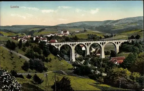 Ak Kłodzki Lewin Hummelstadt Schlesien, Panorama, Viadukt