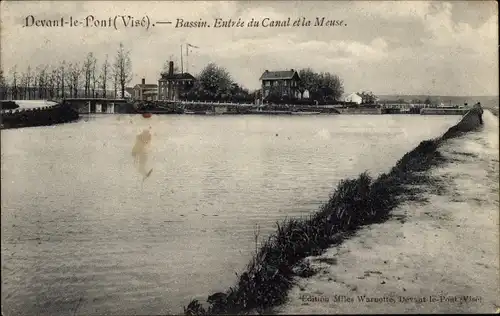 Ak Vor der Pont Visé Wallonie Lüttich, Becken, Eingang zum Kanal, La Meuse