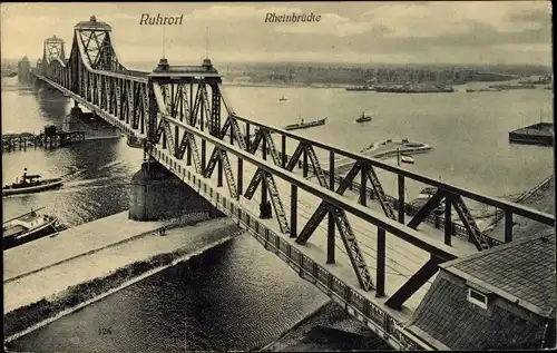 Ak Ruhrort Duisburg im Ruhrgebiet, Rheinbrücke