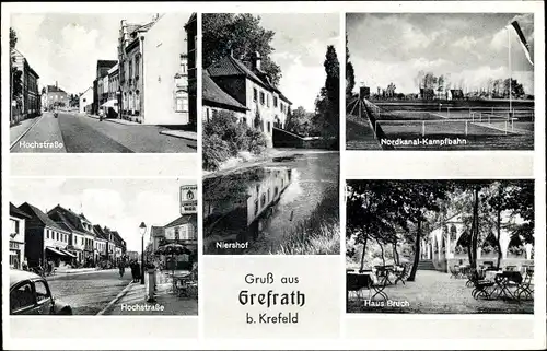 Ak Grefrath b. Krefeld, Hochstraße, Kampfbahn, Niershof