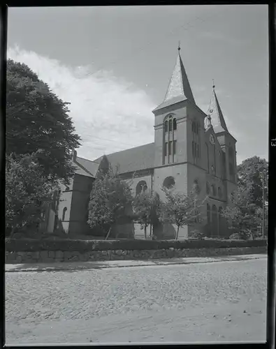 4 Zelluloid Negative Beverstedt in Niedersachsen, Kirche, Haus, Gastronomie