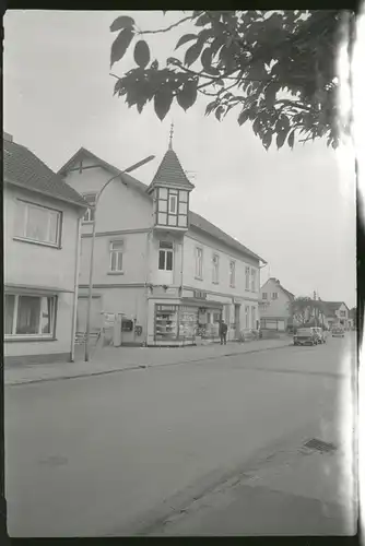 4 Zelluloid Negative Wagenfeld in Niedersachsen, Straße, Kirche, Waldhaus