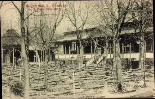 Ak Klein Glienicke Potsdam in Brandenburg, Gasthaus Bürgers Hof, Gartenpartie