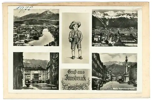 7 Glas Negative Innsbruck in Tirol, Fluss, Berge, Totalansicht