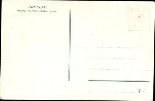 Ak Wrocław Breslau in Schlesien, Eingang zum Schweidnitzer Keiler, Heimann Wurstfabrik