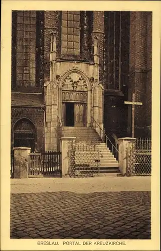 Ak Wrocław Breslau in Schlesien, Portal der Kreuzkirche