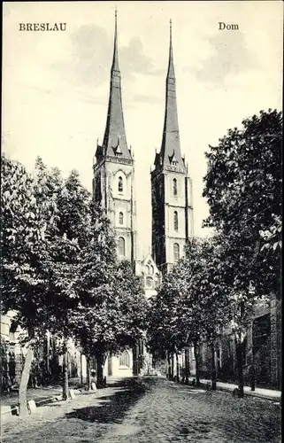 Ak Wrocław Breslau in Schlesien, Partie am Dom
