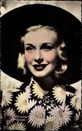 Ak Schauspielerin Ginger Rogers, Portrait, Hut