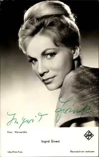 Ak Schauspielerin Ingrid Ernest, Portrait, Film Ingeborg, Autogramm