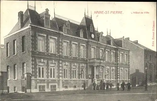 Ak Haine Saint Pierre La Louvière Wallonien Hennegau, Das Rathaus