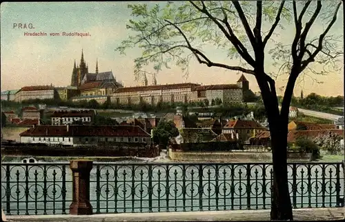 Ak Praha Prag Tschechien, Hradčany Hradschin vom Rudolfsquai