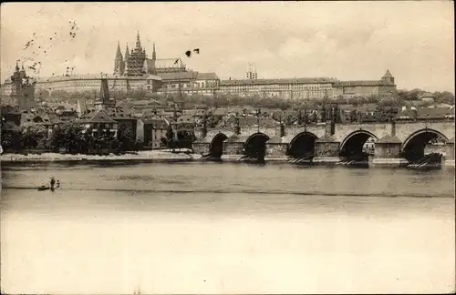 Ak Praha Prag Tschechien, Panorama, Brücke