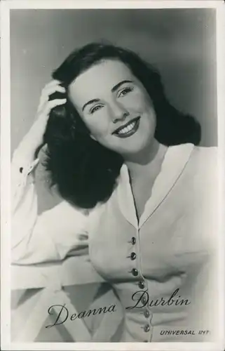 Foto Ak Schauspielerin Deanna Durbin, Portrait, Autogramm