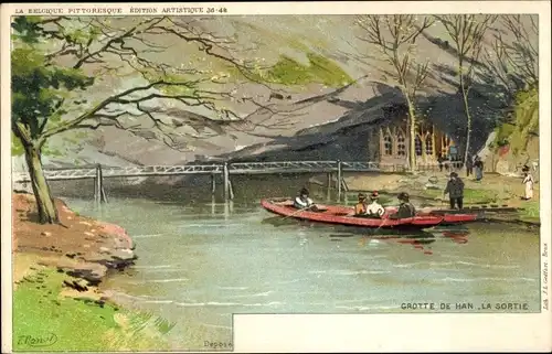 Künstler Litho Ranot, F., Rochefort Wallonien Namur, Grotte de Han, la Sortie