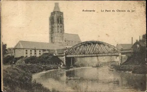 Ak Oudenaarde Audenarde Ostflandern, Le Pont du Chemin de fer