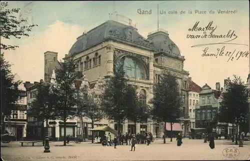 Ak Gand Gent Ostflandern, un coin de la Place du Vendredi